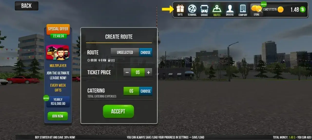 Create routes menu